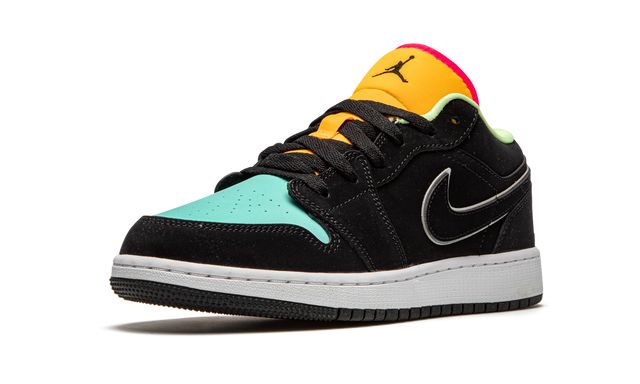 Jordan 1 Low Noir Vert Aurora Orange Laser