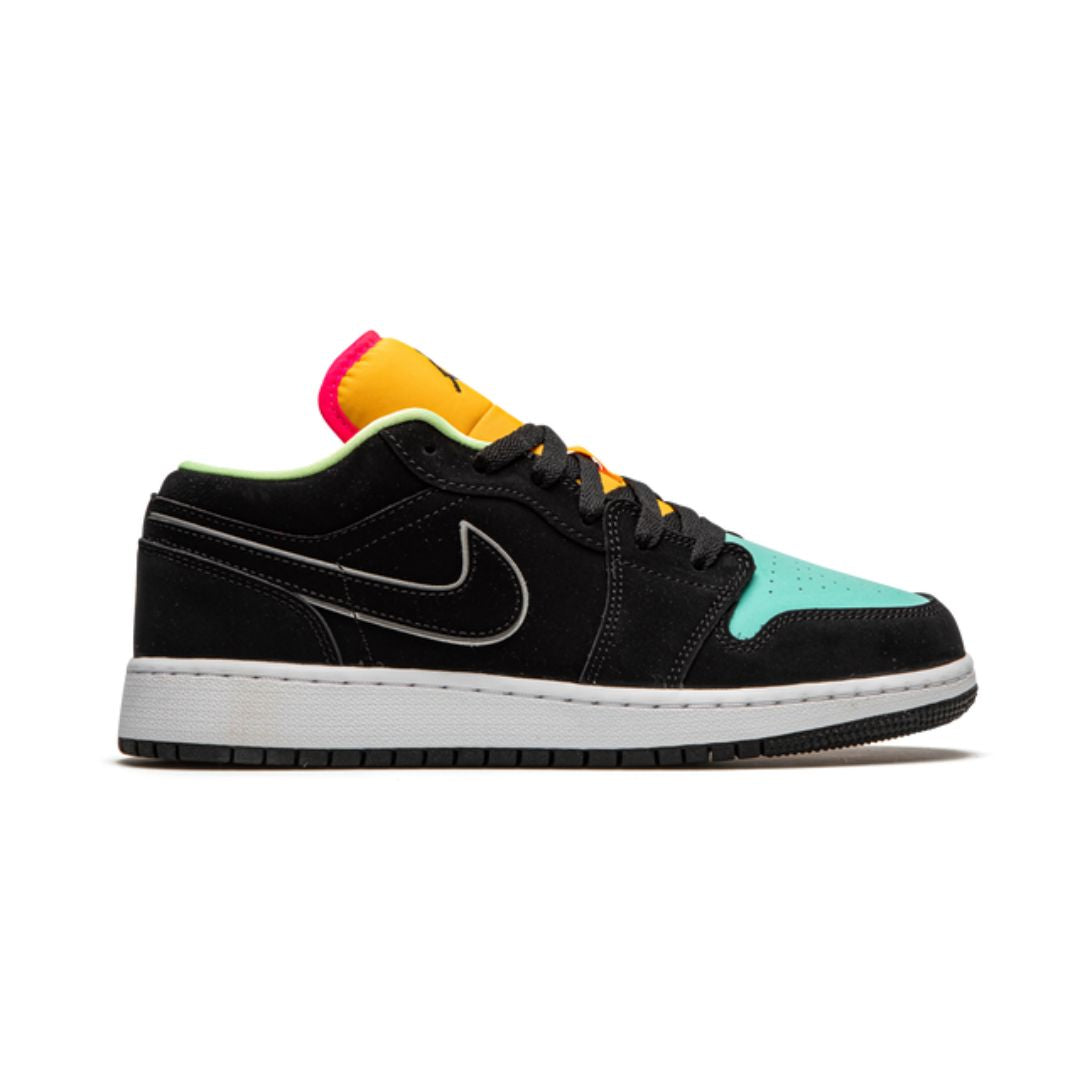 Jordan 1 Low Noir Vert Aurora Orange Laser