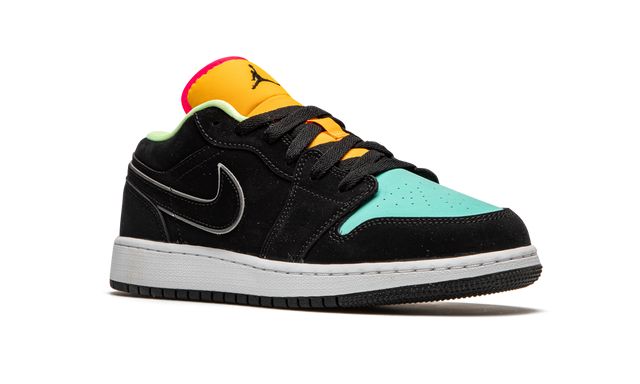 Jordan 1 Low Noir Vert Aurora Orange Laser