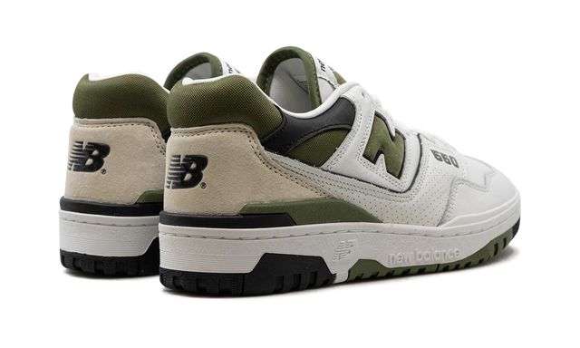 NB 550 Blanc / Olivine foncé