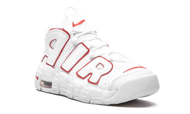 NK Air More Uptempo Blanc Varsity Rouge Contour