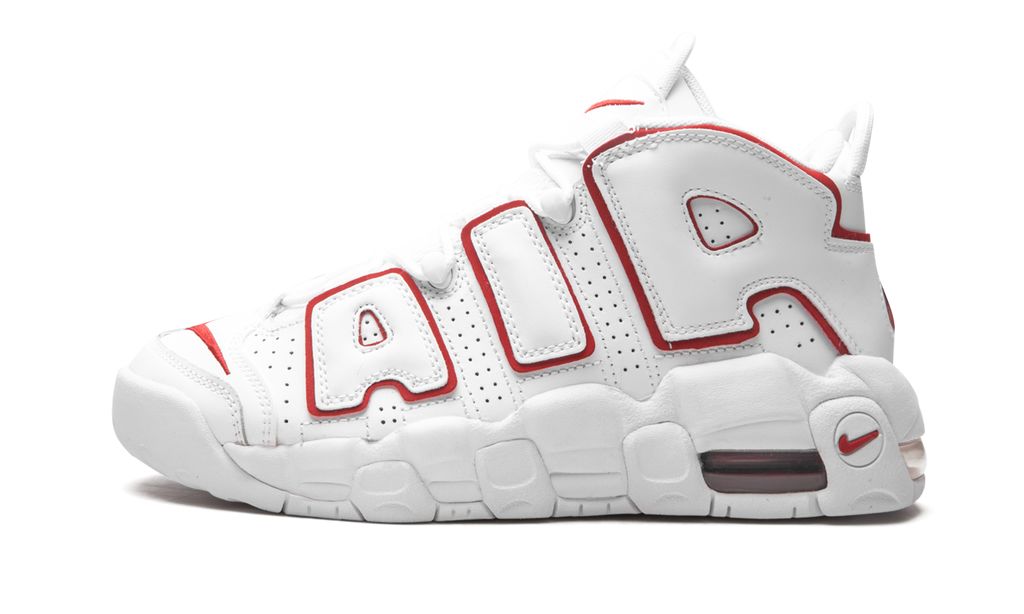 NK Air More Uptempo Blanc Varsity Rouge Contour