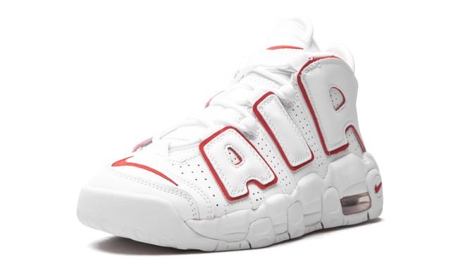 NK Air More Uptempo Blanc Varsity Rouge Contour
