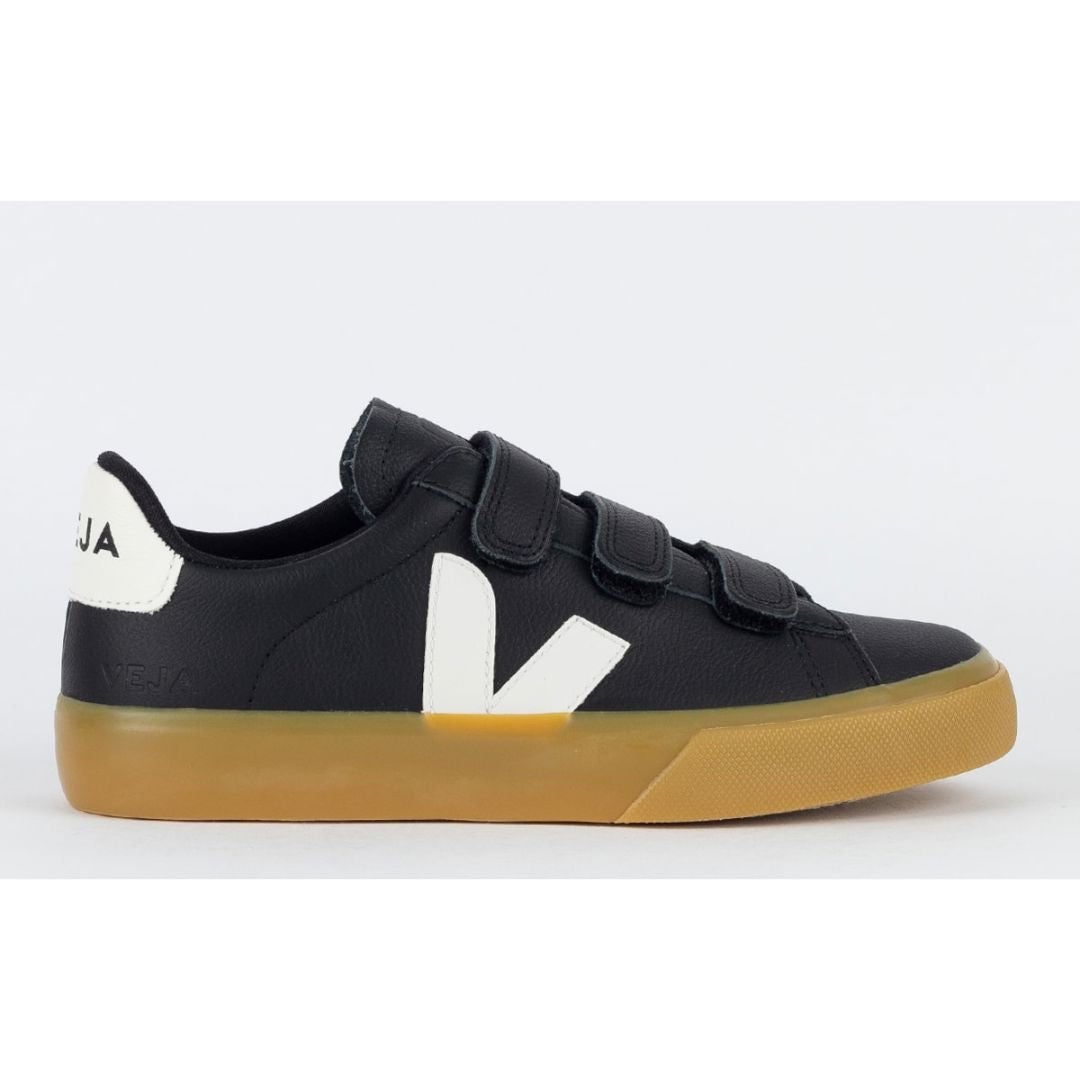 Chaussures V en cuir sans chrome avec logo noir et blanc