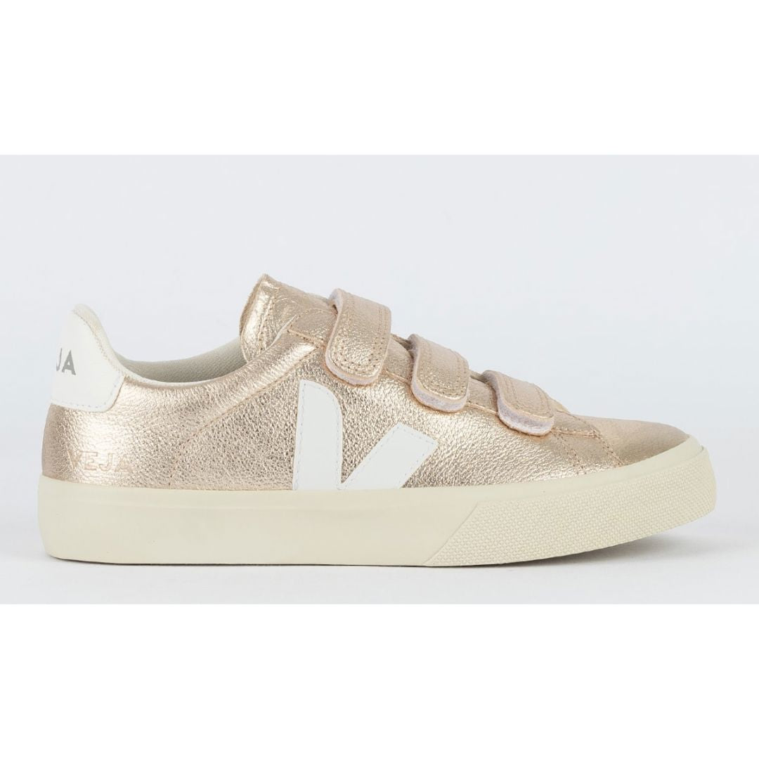 Chaussures V en cuir sans chrome avec logo blanc platine