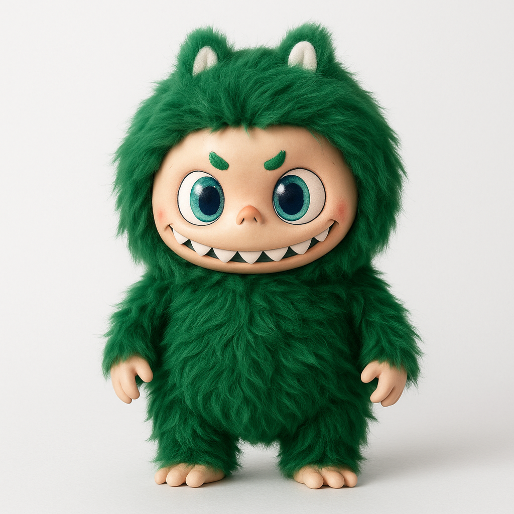 Peluche géante Labubu – Édition verte (38 cm)