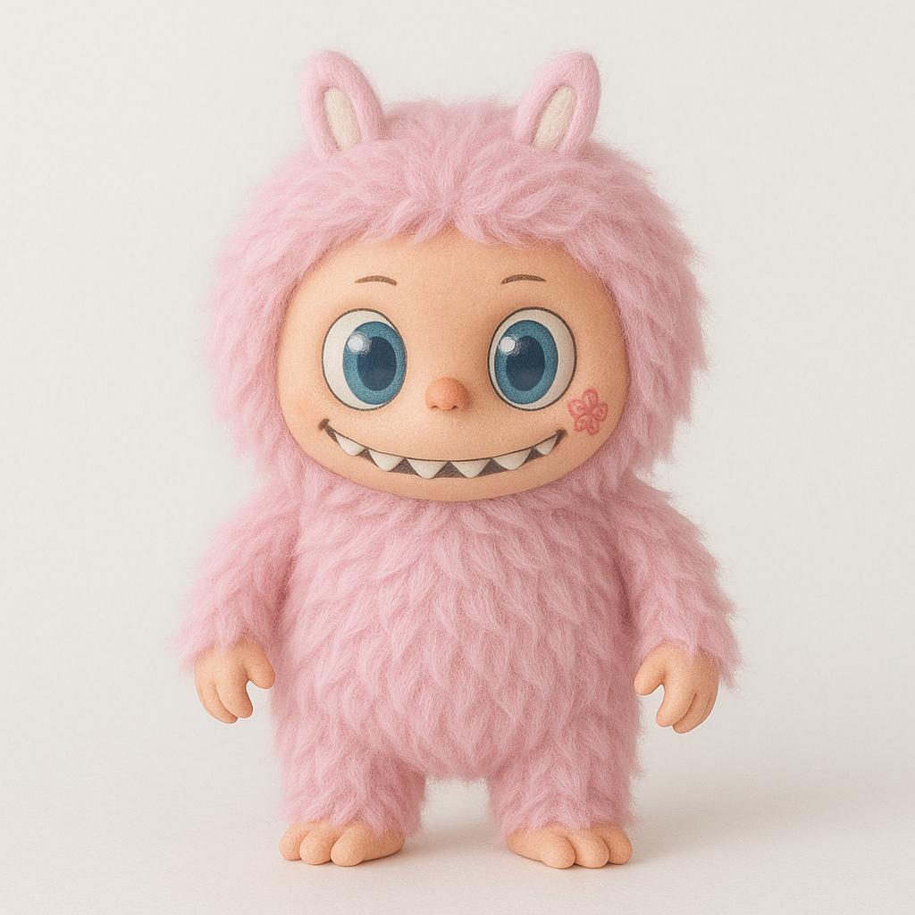 Peluche géante Labubu – Édition rose (38 cm)