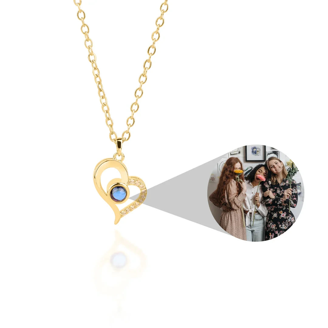 Half Pave Heart Necklace  – Custom Photo by ESTAYY™