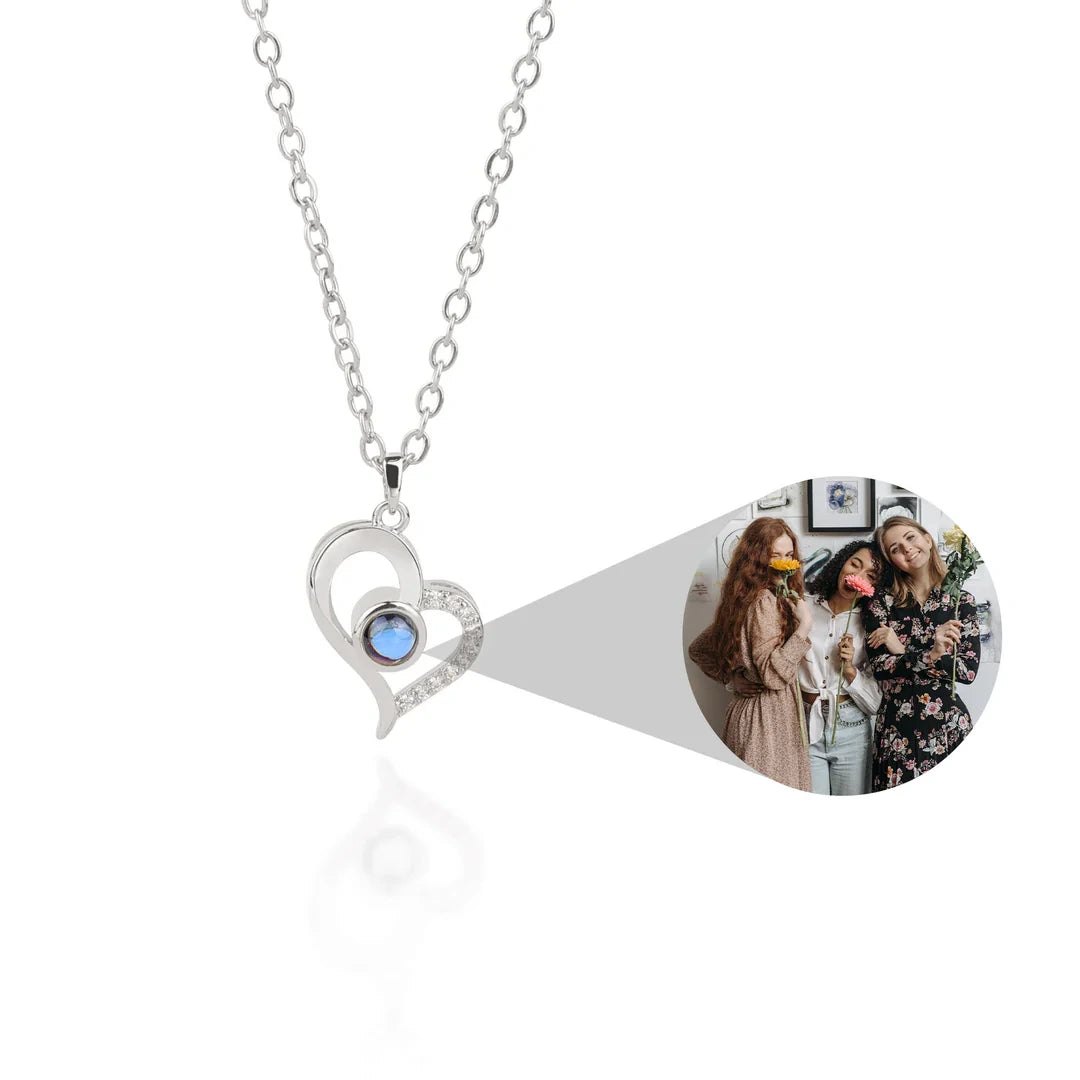 Half Pave Heart Necklace  – Custom Photo by ESTAYY™