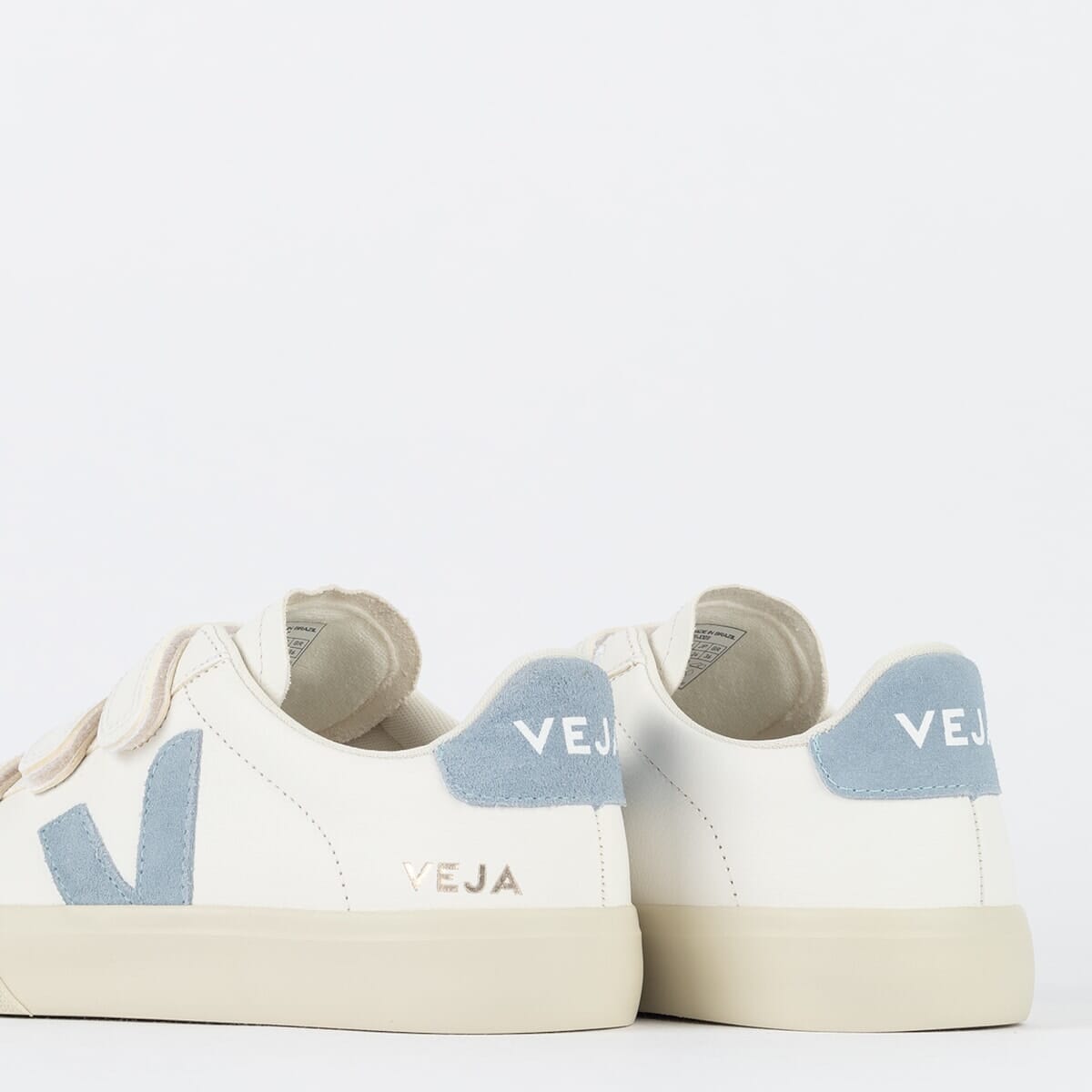Chaussures V avec logo en cuir sans chrome extra blanc acier
