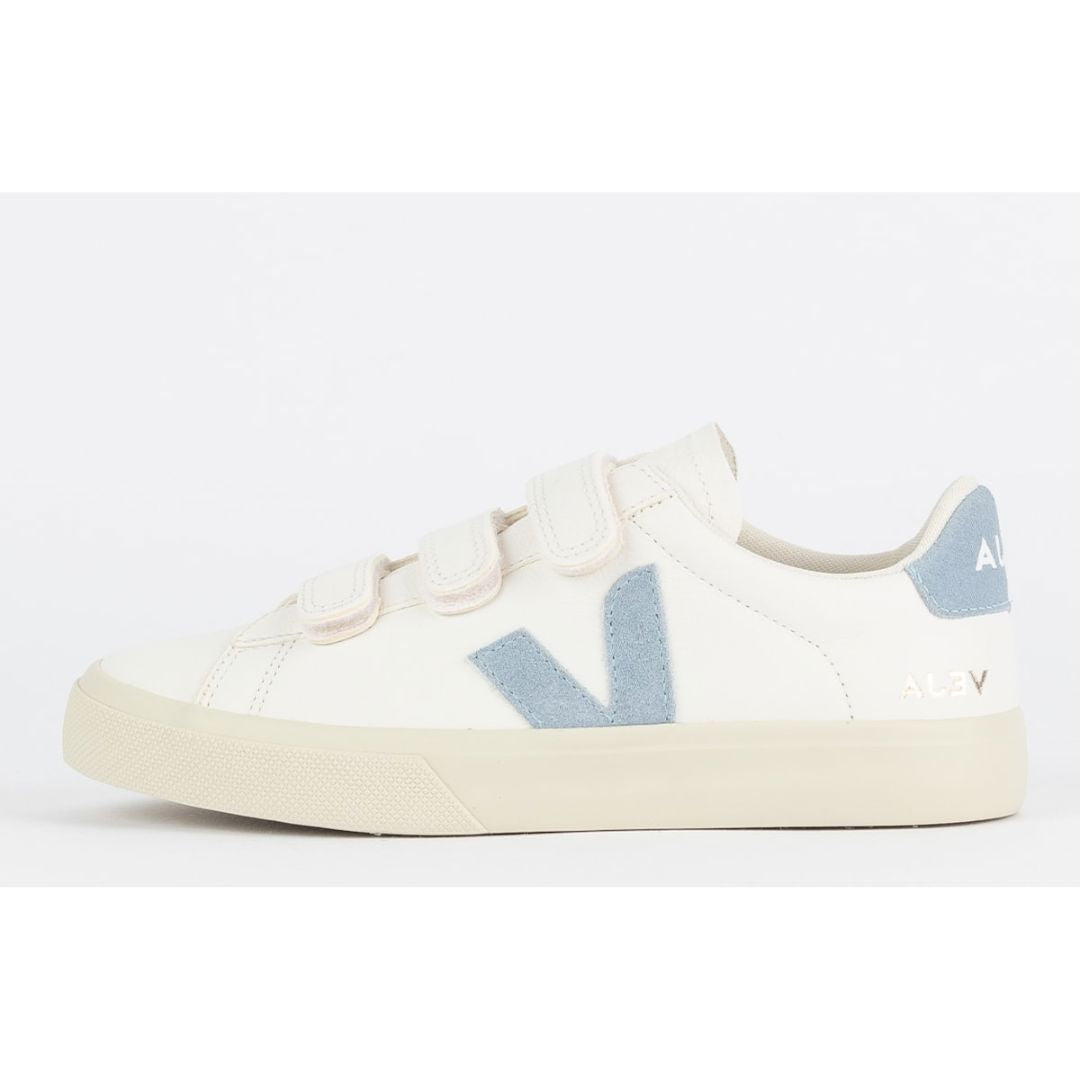 Chaussures V avec logo en cuir sans chrome extra blanc acier